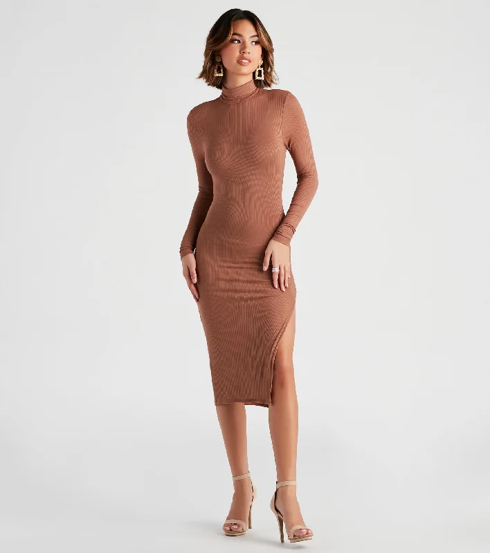 On A Roll Turtleneck Midi Dress