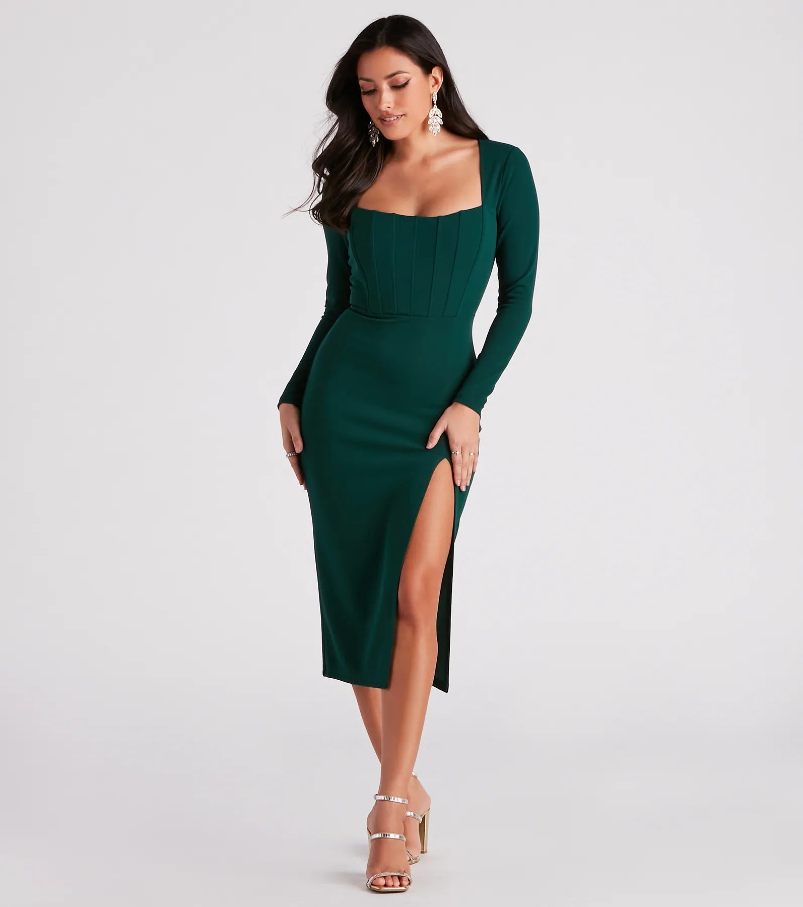 Murphy Long Sleeve Corset Midi Dress