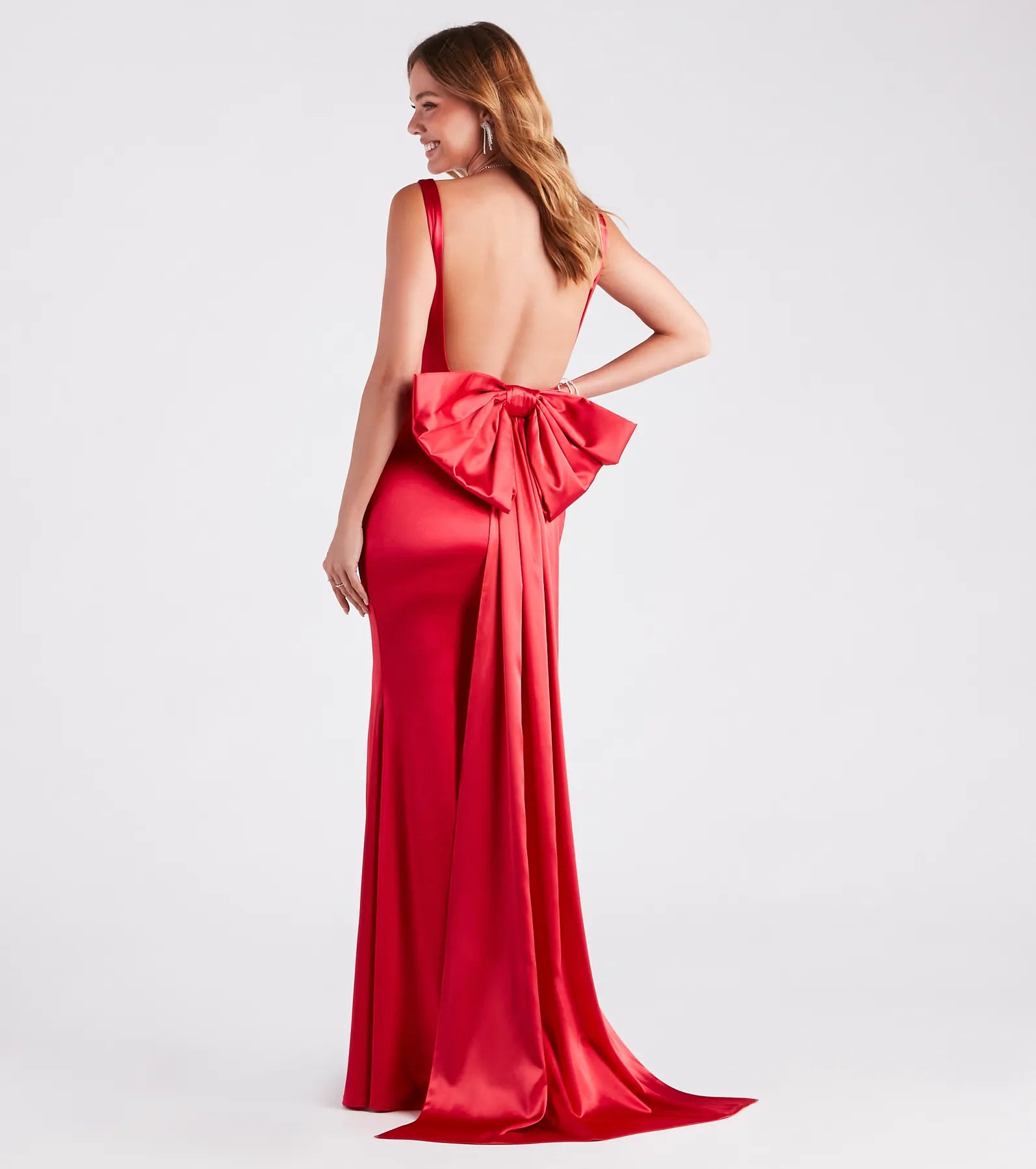 Dianna Formal Satin Bow Mermaid Dress Maxi Skirt Look