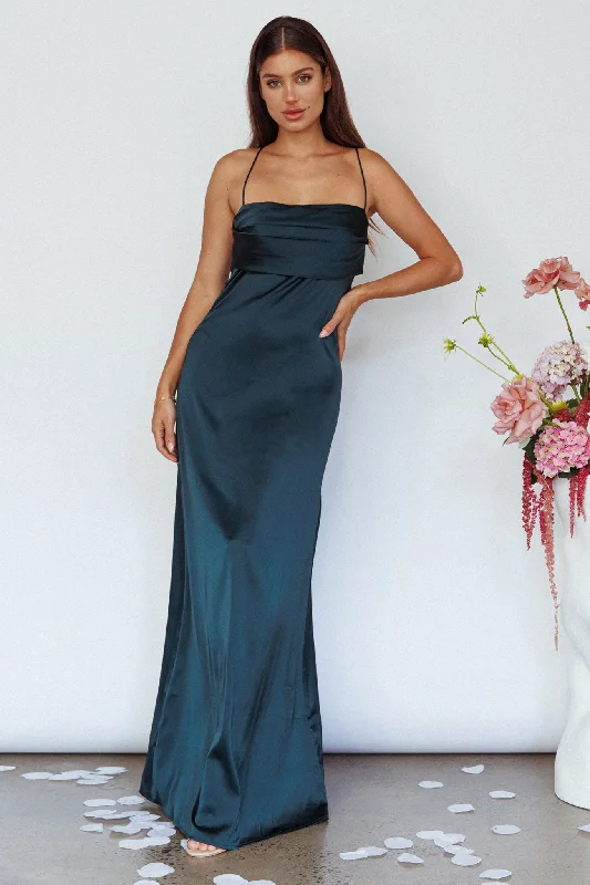 Love Letters Strappy Cowl Back Dress Teal Sexy Maxi Skirt