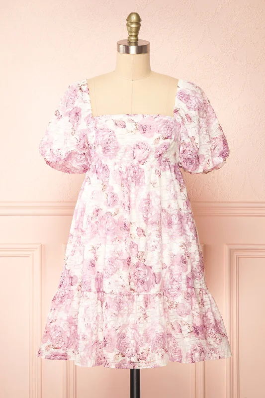 Satenn | Short Floral Babydoll Dress